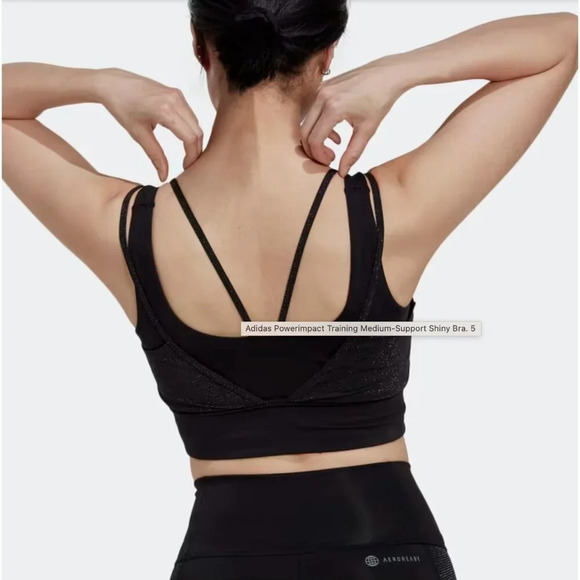 Adidas Black Sparkly Overlay Medium Support Sports Bra 2X - Picture 3 of 10
